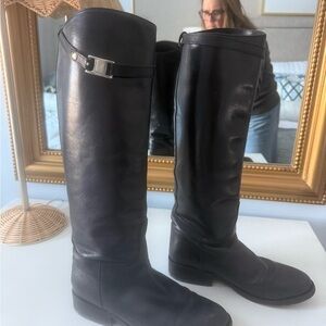 Tony Mora Black Leather Riding Boots 36